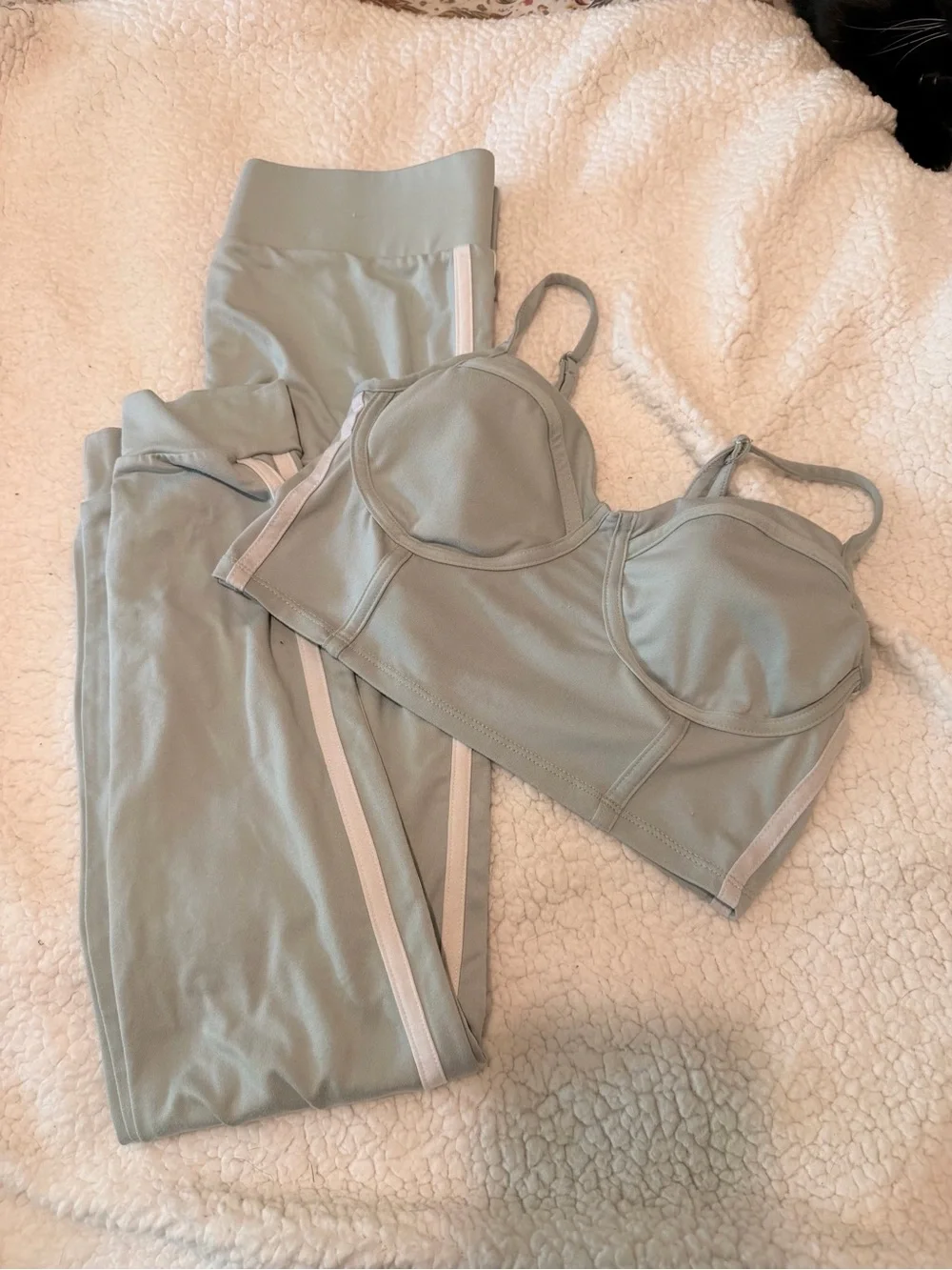 Soft Blue Crop Top and Legging Set